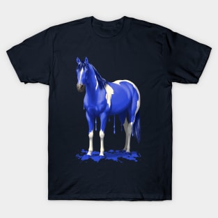 Bright Royal Blue Pinto Wet Paint Horse T-Shirt